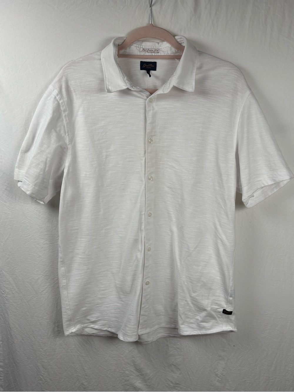 Good Man Brand men’s Large White Short-Sleeve Casual Button-Down Shirt